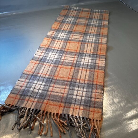 Altea Neck Scarf Italy Wool Shawl Windowpane Plaid Angora Fringed Accessories - Picture 10 of 13